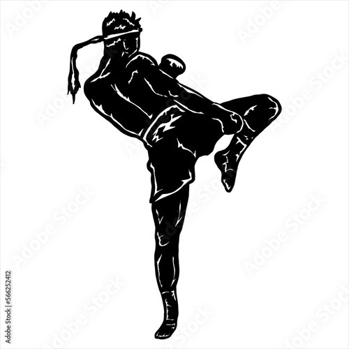 illustration of muay thai fighter vector logo