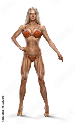Stunning Female Bikini Fitness Model. Fitness and Figure Competition.  Transparent PNG Full length photo Photos | Adobe Stock