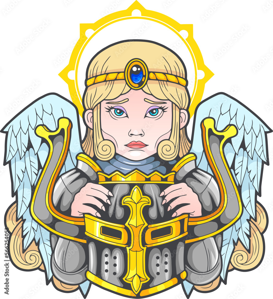 mythological archangel girl, design illustration mythological archangel girl, design illustration
