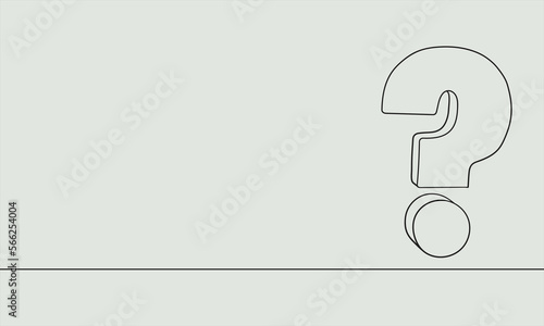 Question mark line art drawing on green background. Question mark outline. Vector illustration