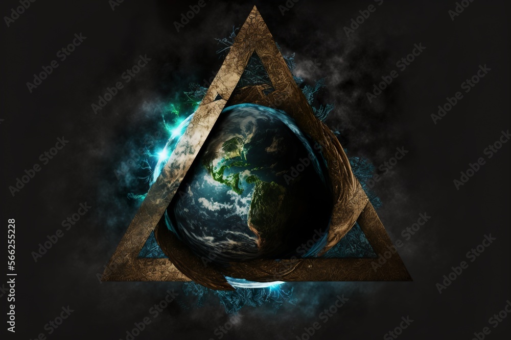 logo of the earth depicted in a triangle ilustração do Stock | Adobe Stock