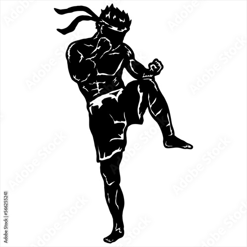 illustration of muay thai fighter vector logo