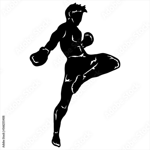 illustration of muay thai fighter vector logo