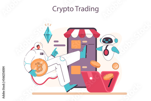 Wallpaper Mural Passive income in the internet. Character making money on crypto trading. Torontodigital.ca