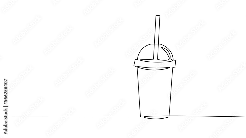 One line continuous cardboard paper cup symbol concept. Silhouette of ...
