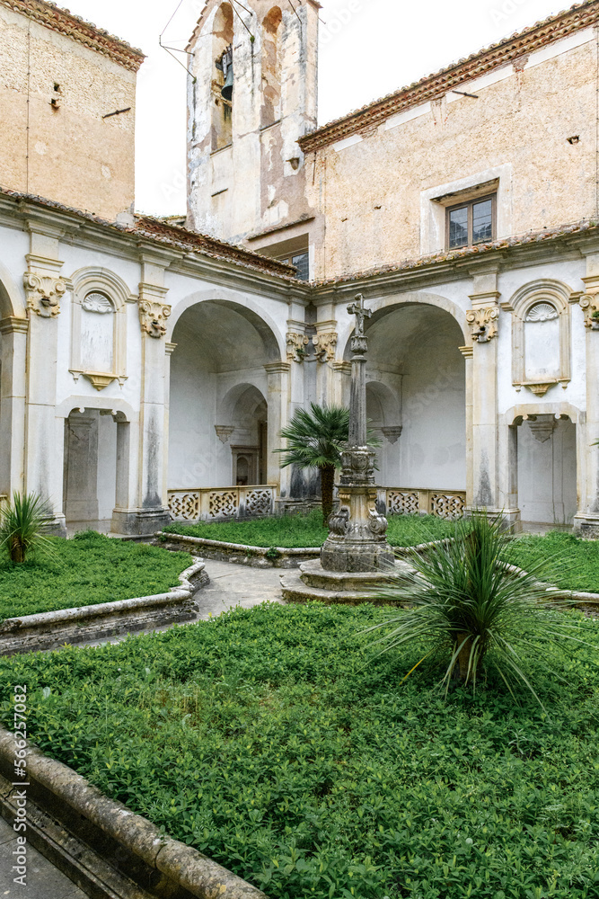 Main cloister of Certosa of The Certosa di Padula well known as Padula Charterhouse is a monastery in the province of Salerno in Campania, Italy Main cloister of Certosa of The Certosa di Padula well known as Padula Charterhouse is a monastery in the province of Salerno in Campania, Italy