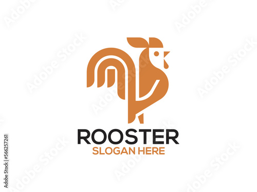 Rooster chicken modern creative logo design vector template