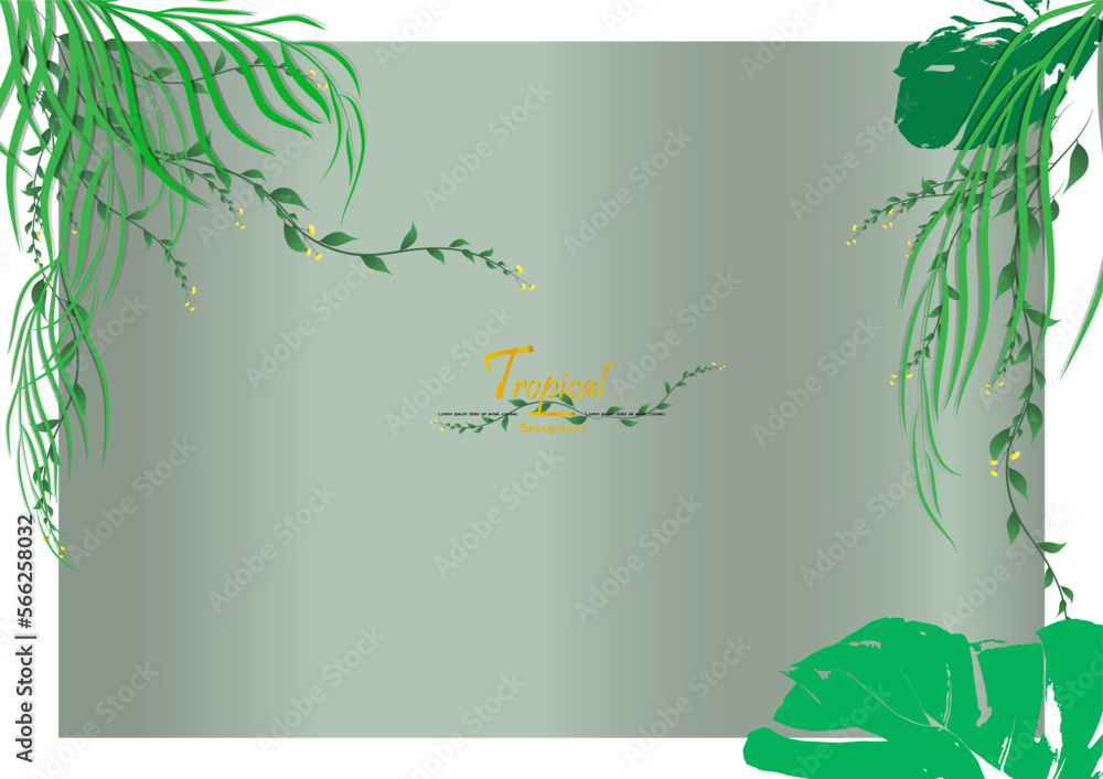 Tropical leafs template with dark background,Nature template,green vector background,EPS.10