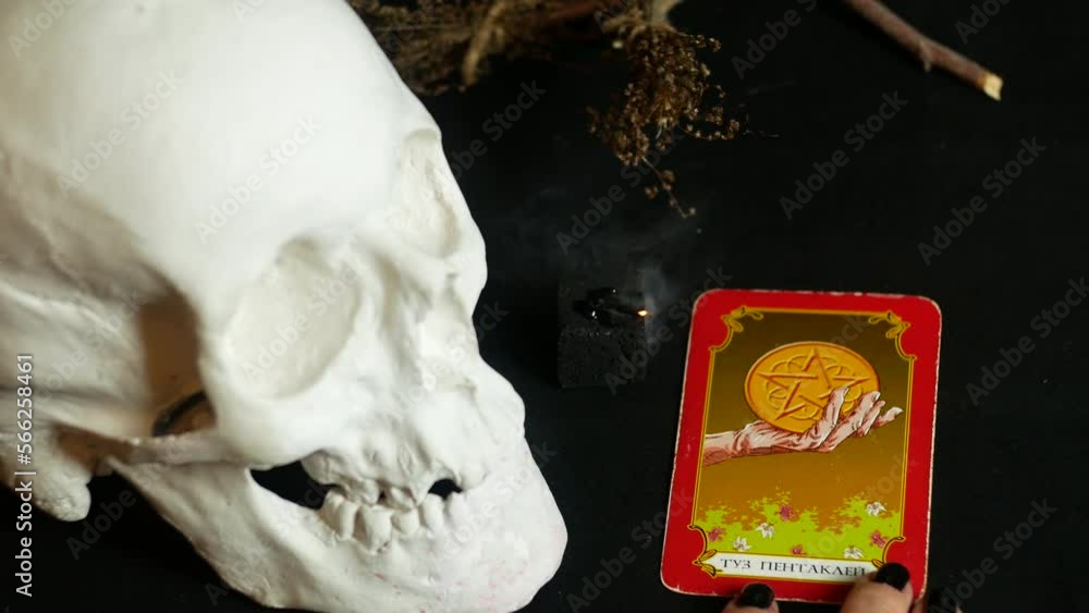 Fortune telling on the dark tarot, holding a seance of spiritualism