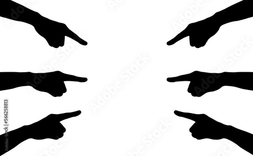 Vector Silhouette of hands, they show fingers in the center. Extensive concept e.g. accusations, bullying, complaints