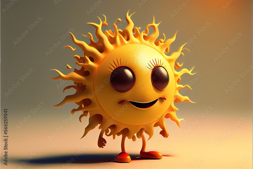 Cute Cartoon Sun Character. Generative AI