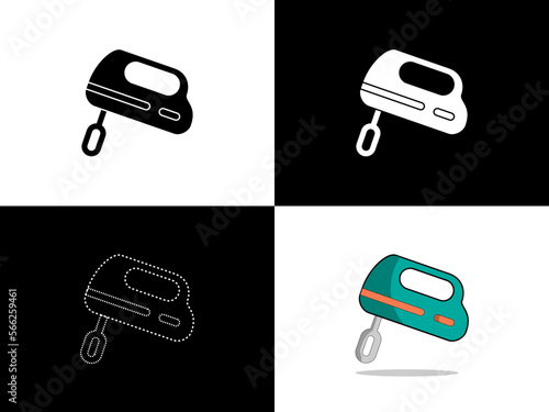 Art illustration design icon logo with silhouette concept symbol of bread mixer