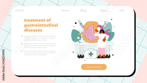 Gastroenterology doctor web banner or landing page. Colon