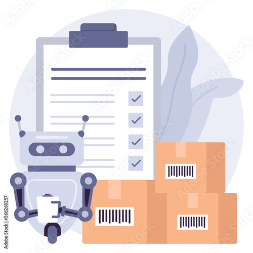 robots to make decisions based on input from their surroundings concept vector icon design, Warehouse automation symbol, Industrial revolution sign, Shipping and Logistics stock illustration 