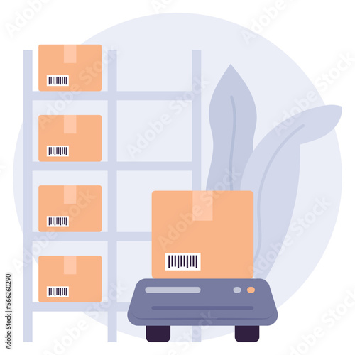 Robotics as a Service vector icon design, Warehouse automation symbol, Industrial revolution sign, Shipping and Logistics stock illustration, Robotic Weighing System concept