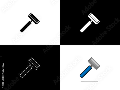 Art illustration design icon logo with silhouette concept symbol of razor blade