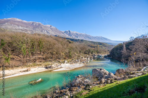 Beautiful Vjosa river in Permet district, Albania.