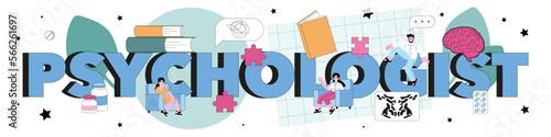 Psychologist typographic header. Mental health diagnostic. Doctor