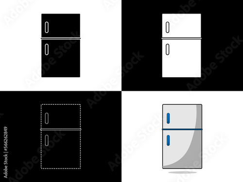 Art illustration design icon logo with silhouette concept symbol of refrigerator icebox