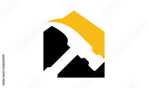 Hammer logo for construction, maintenance, property, home repairing business company. Vector illustration. Suitable for label, name card, branding, identity template