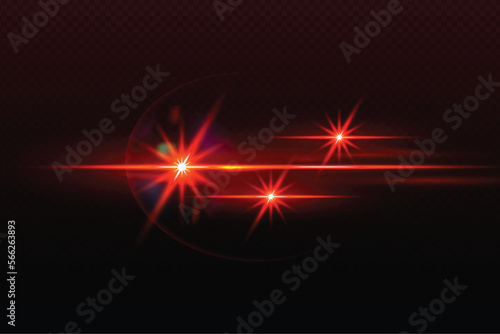 Light lens flare red effect with vector sun light.
