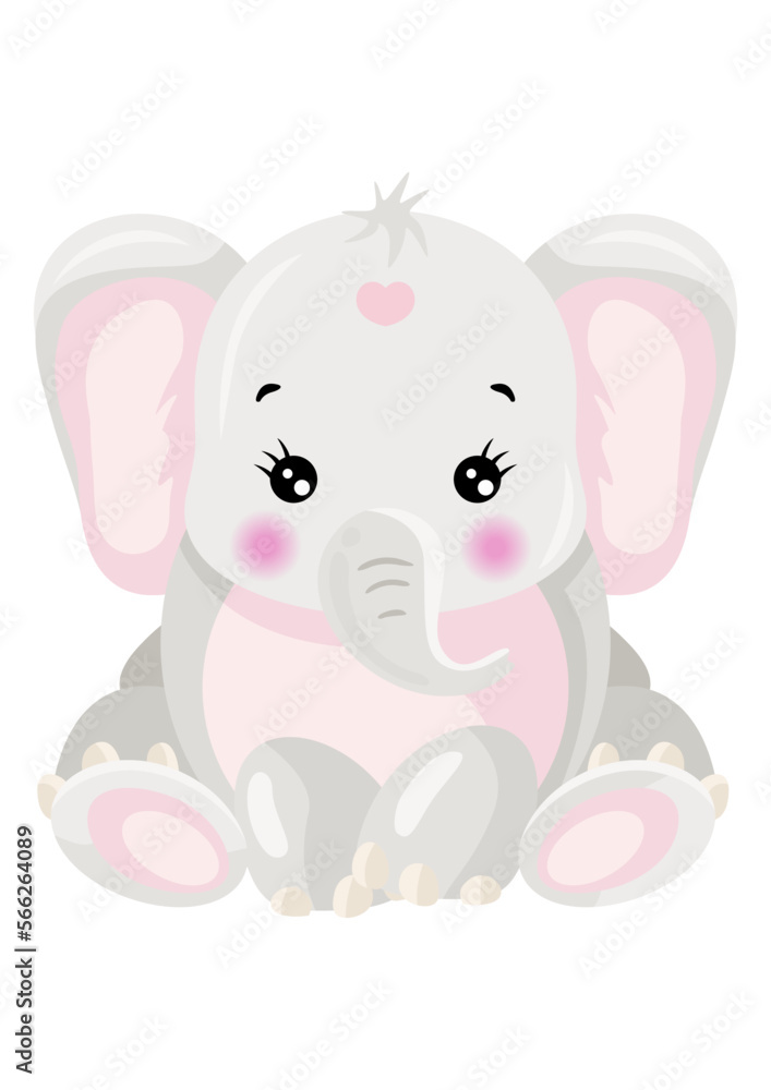 Fototapeta premium Little baby girl elephant isolated