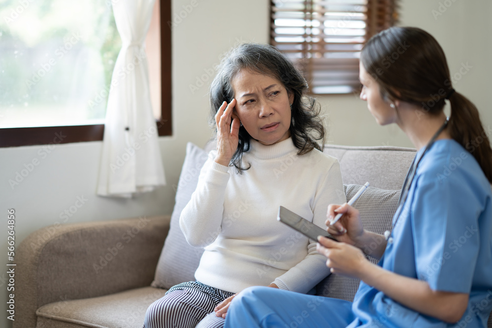 Professional Doctor and patient are discussing at clinic, Happy young female doctor provide medical care. . Professional Doctor and patient are discussing at clinic, Happy young female doctor provide medical care. .