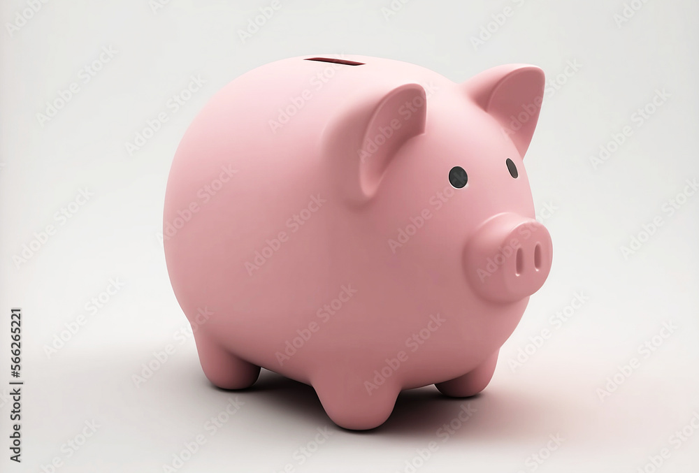 pink  piggy bank on white background