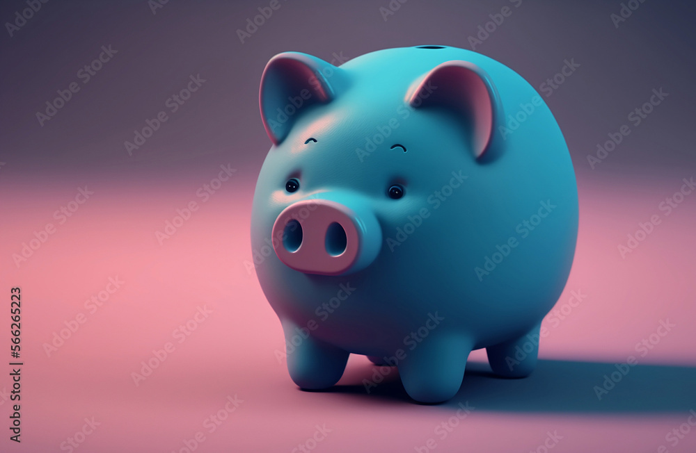 blue piggy bank on pink background blue piggy bank on pink background