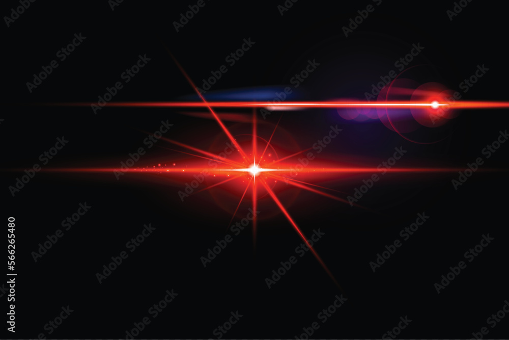 Light lens flare red effect with vector sun light.