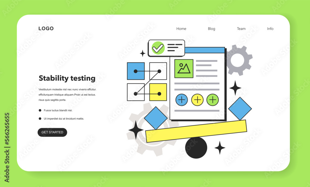 Stability testing technique web banner or landing page. Software testing Stability testing technique web banner or landing page. Software testing