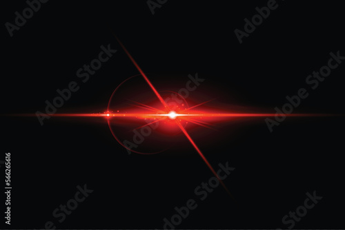 Light lens flare red effect with vector sun light.