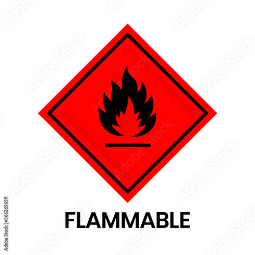 Vector Flammable , hazard warning sign flammable icon isolated on white background. photo