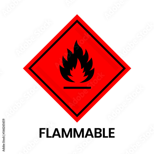Vector Flammable , hazard warning sign flammable icon isolated on white background.