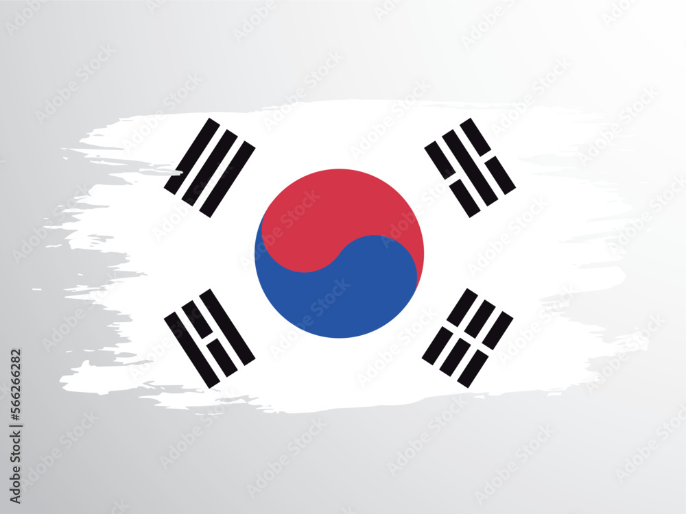 Vector flag of South Korea drawn with a brush Vector flag of South Korea drawn with a brush