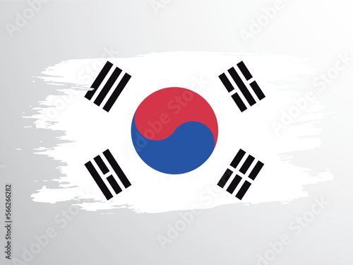 Vector flag of South Korea drawn with a brush