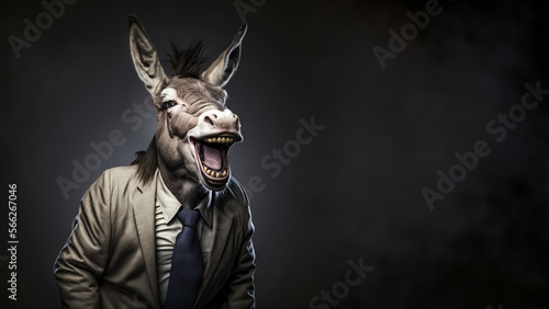 Vászonkép Donkey Laughing dressed in a business man's suit