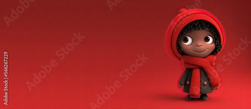 Cute Cartoon Girl in a Red ...
