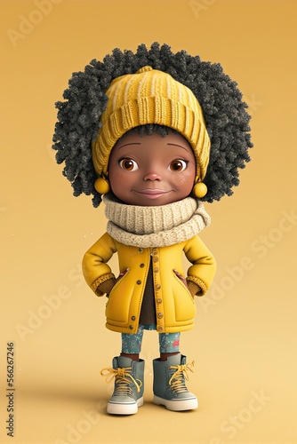 Cute Cartoon Girl in a Yell...