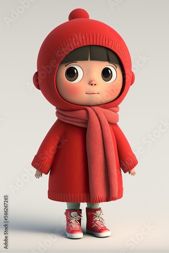 Cute Cartoon Asian Girl in ...