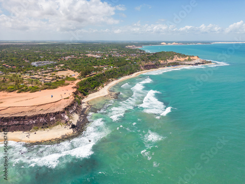 Aerial photo of moleque beach and chapadao de pipa in the city of tibau do sul, rio grande do norte, brazil photo