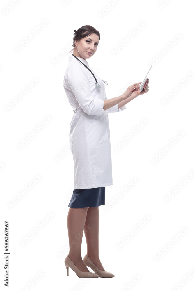 in full growth. female doctor with a digital tablet. in full growth. female doctor with a digital tablet.