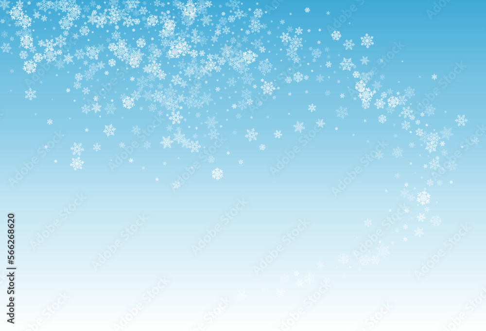 White Snowflake Vector Blue Background. Falling White Snowflake Vector Blue Background. Falling