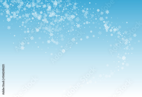 White Snowflake Vector Blue Background. Falling