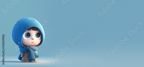 Cute Cartoon Kid in a Hat a...