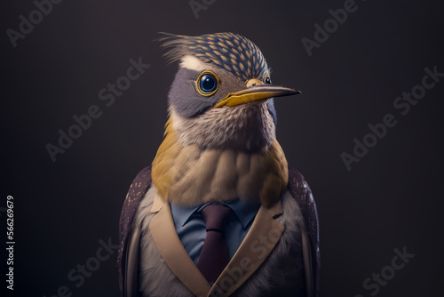 AI generated image of man in formal with bird head photo