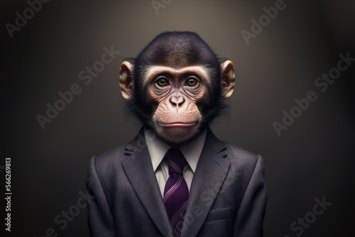 Generative AI of monkey in suit