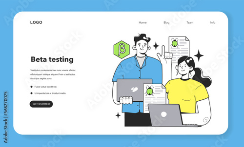 Beta testing technique web banner or landing page. Software testing