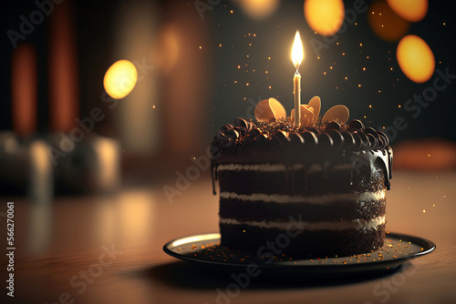birthday cake on plate close up
