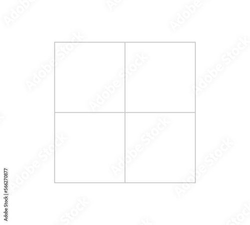 Vector isolated 2x2 light pale barely noticeable gray grid with square cells template stencil  colorless black and white contour line easy drawing